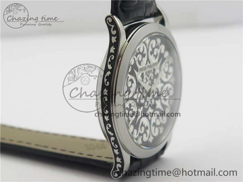 Classic 5088 100P-001 Engraved Case FLF Best Edition Engraved Dial on Black Leather strap Cal.240