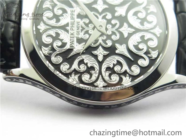 Classic 5088 100P-001 Engraved Case FLF Best Edition Engraved Dial on Black Leather strap Cal.240