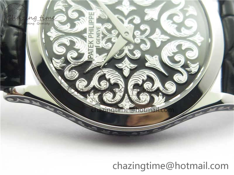 Classic 5088 100P-001 Engraved Case FLF Best Edition Engraved Dial on Black Leather strap Cal.240