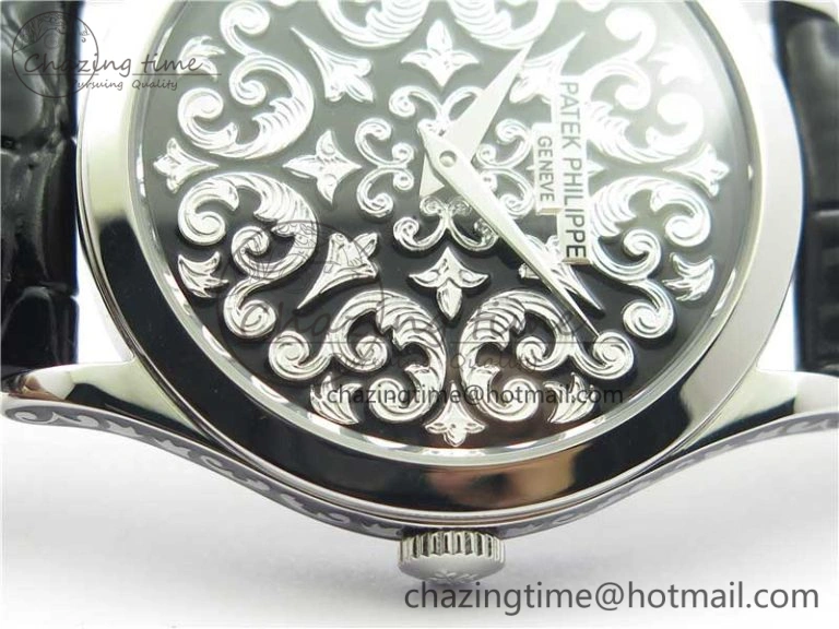Classic 5088 100P-001 Engraved Case FLF Best Edition Engraved Dial on Black Leather strap Cal.240