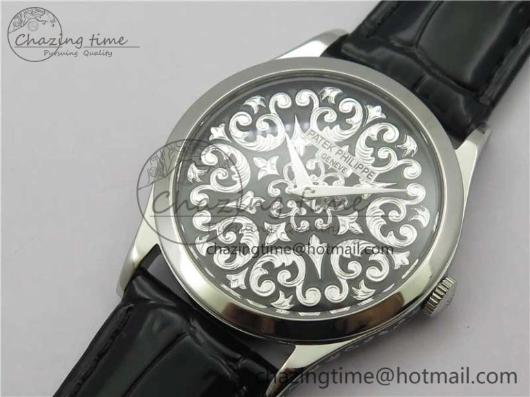 Classic 5088 100P-001 Engraved Case FLF Best Edition Engraved Dial on Black Leather strap Cal.240