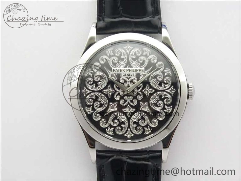 Classic 5088 100P-001 Engraved Case FLF Best Edition Engraved Dial on Black Leather strap Cal.240