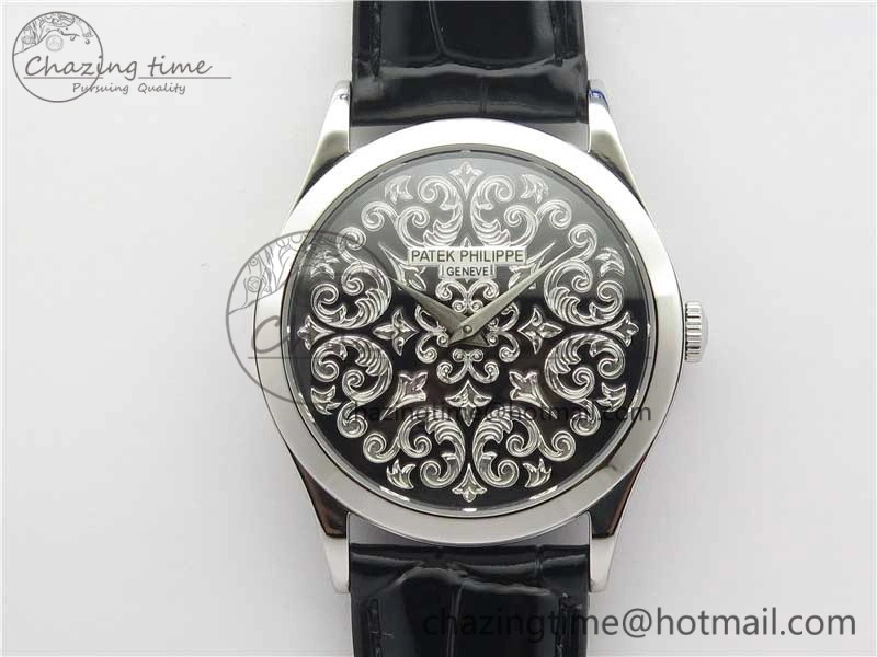 Classic 5088 100P-001 Engraved Case FLF Best Edition Engraved Dial on Black Leather strap Cal.240