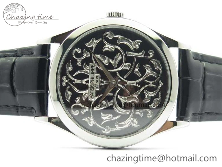 Classic 5088 100P Engraved Case FLF Best Edition Engraved Dial on Black Leather strap Cal.240