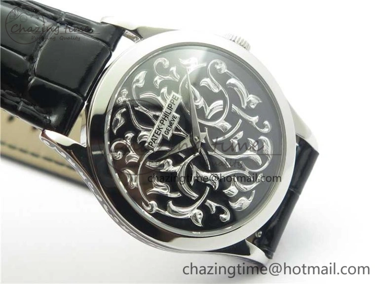 Classic 5088 100P Engraved Case FLF Best Edition Engraved Dial on Black Leather strap Cal.240