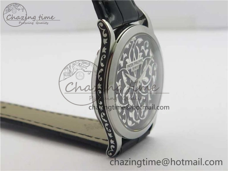Classic 5088 100P Engraved Case FLF Best Edition Engraved Dial on Black Leather strap Cal.240