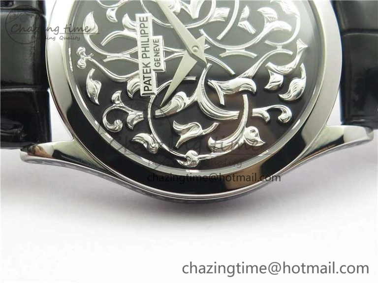 Classic 5088 100P Engraved Case FLF Best Edition Engraved Dial on Black Leather strap Cal.240