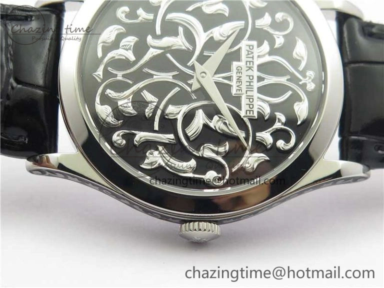 Classic 5088 100P Engraved Case FLF Best Edition Engraved Dial on Black Leather strap Cal.240