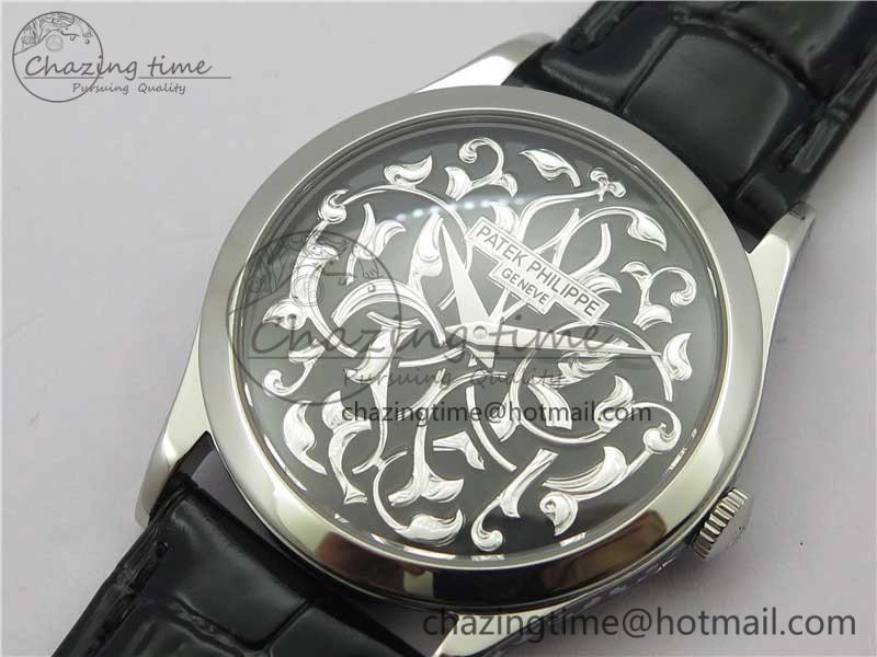 Classic 5088 100P Engraved Case FLF Best Edition Engraved Dial on Black Leather strap Cal.240