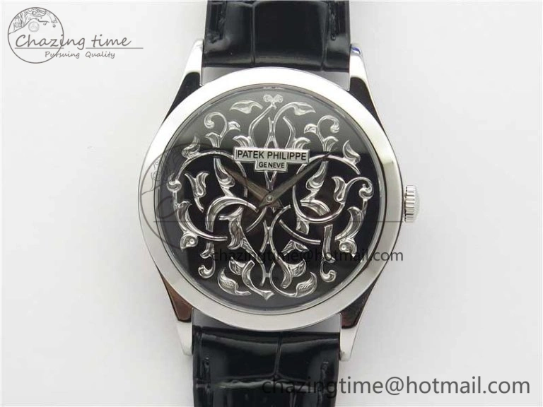 Classic 5088 100P Engraved Case FLF Best Edition Engraved Dial on Black Leather strap Cal.240