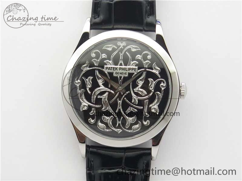 Classic 5088 100P Engraved Case FLF Best Edition Engraved Dial on Black Leather strap Cal.240