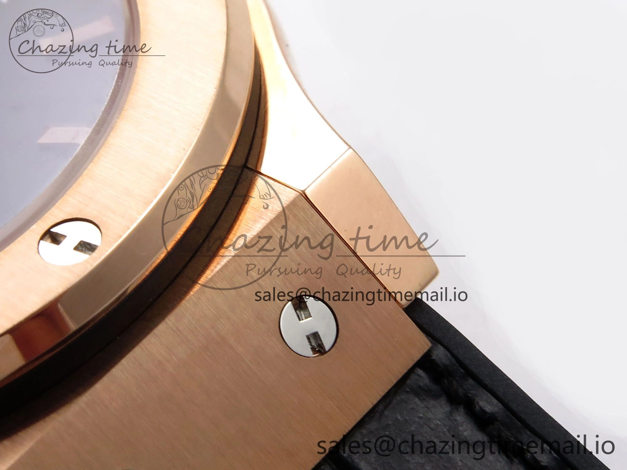 Classic Fusion 38mm RG JJF 1:1 Best Edition Black Dial on Black Gummy Leather Strap