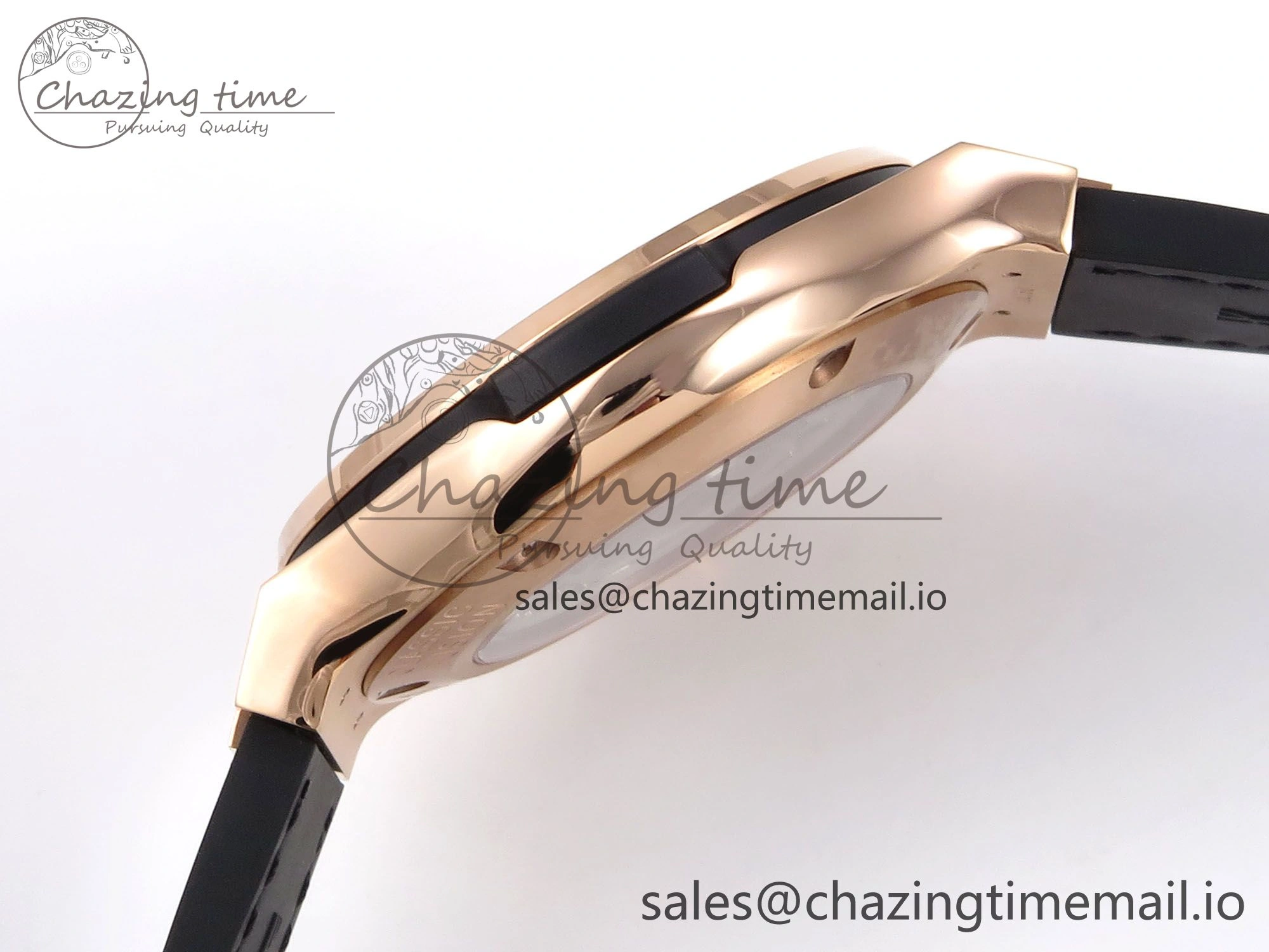 Classic Fusion 38mm RG JJF 1:1 Best Edition Black Dial on Black Gummy Leather Strap