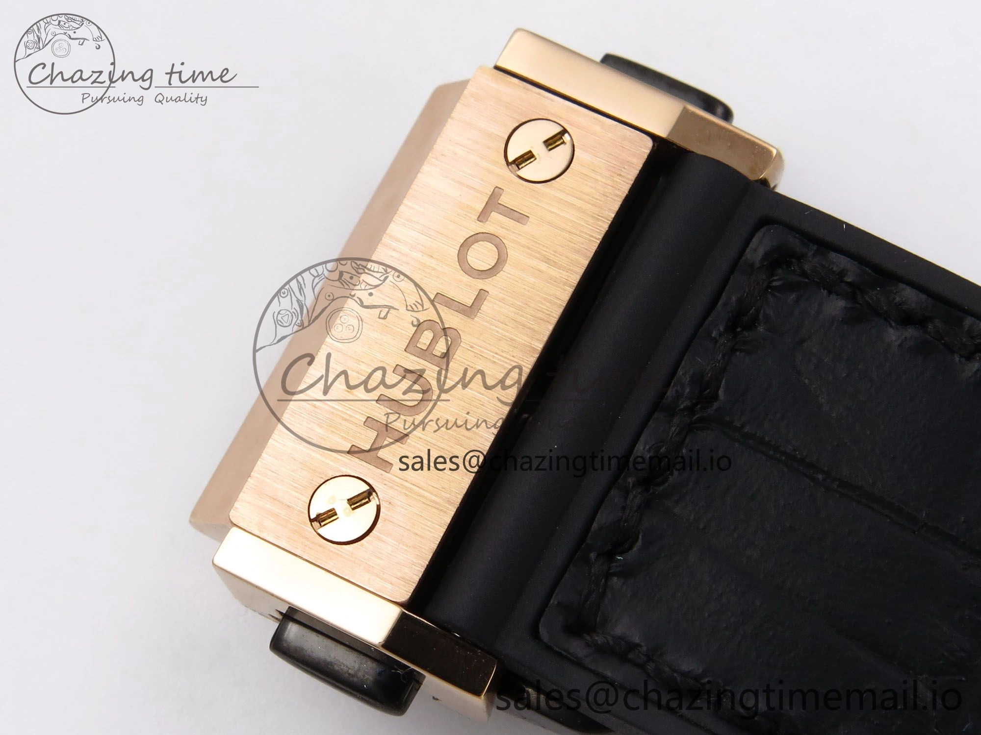 Classic Fusion 38mm RG JJF 1:1 Best Edition Black Dial on Black Gummy Leather Strap
