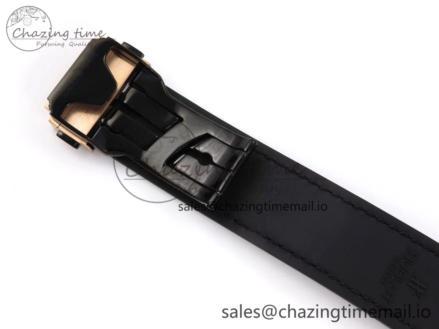Classic Fusion 38mm RG JJF 1:1 Best Edition Black Dial on Black Gummy Leather Strap