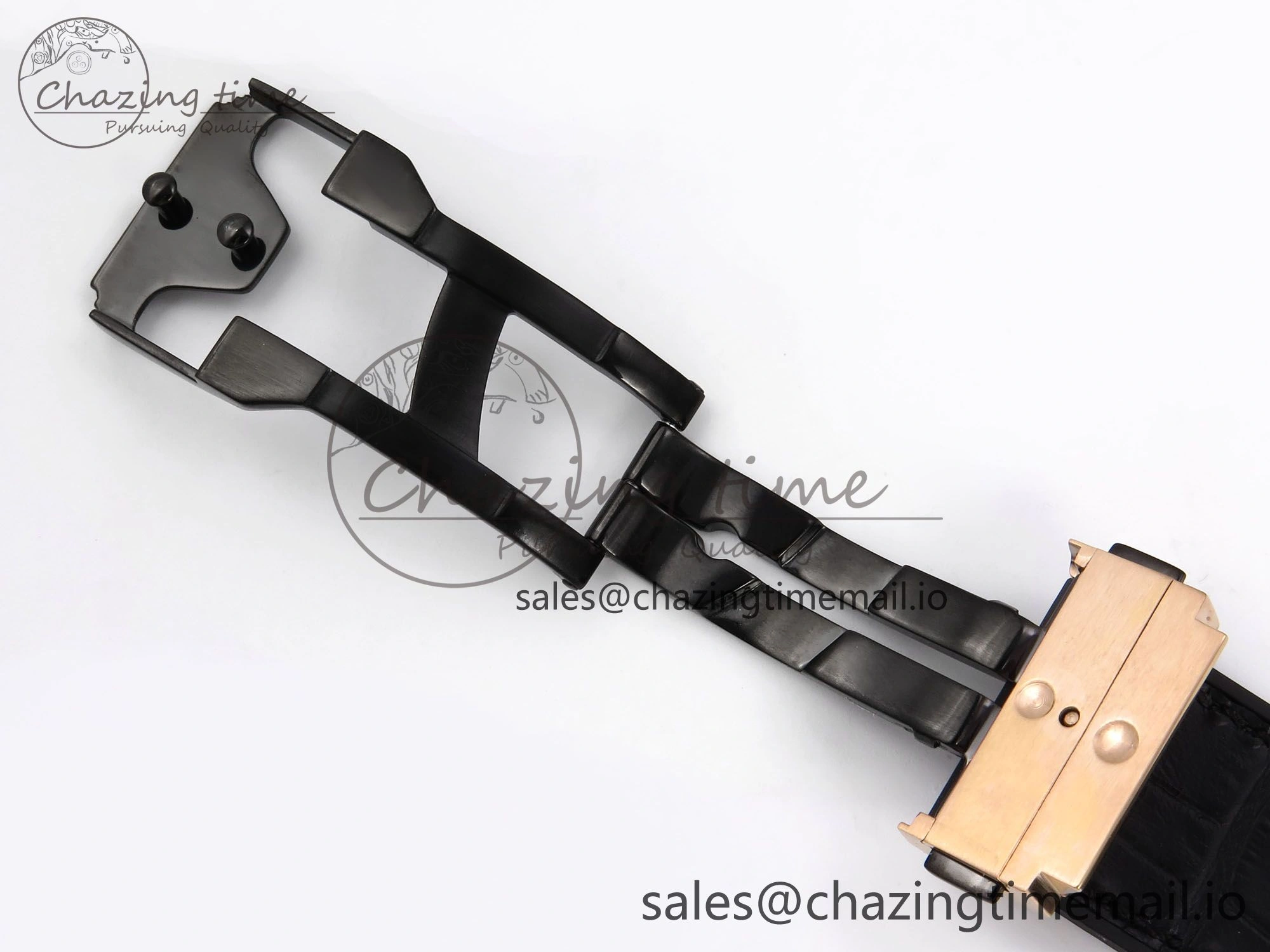 Classic Fusion 38mm RG JJF 1:1 Best Edition Black Dial on Black Gummy Leather Strap