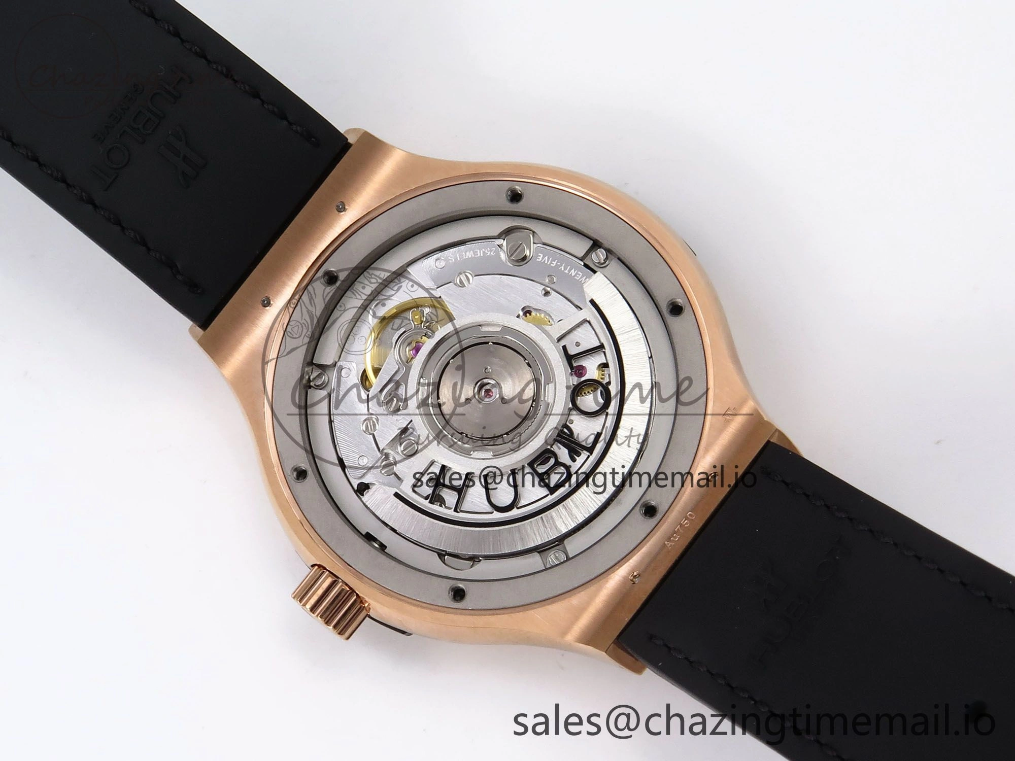 Classic Fusion 38mm RG JJF 1:1 Best Edition Black Dial on Black Gummy Leather Strap