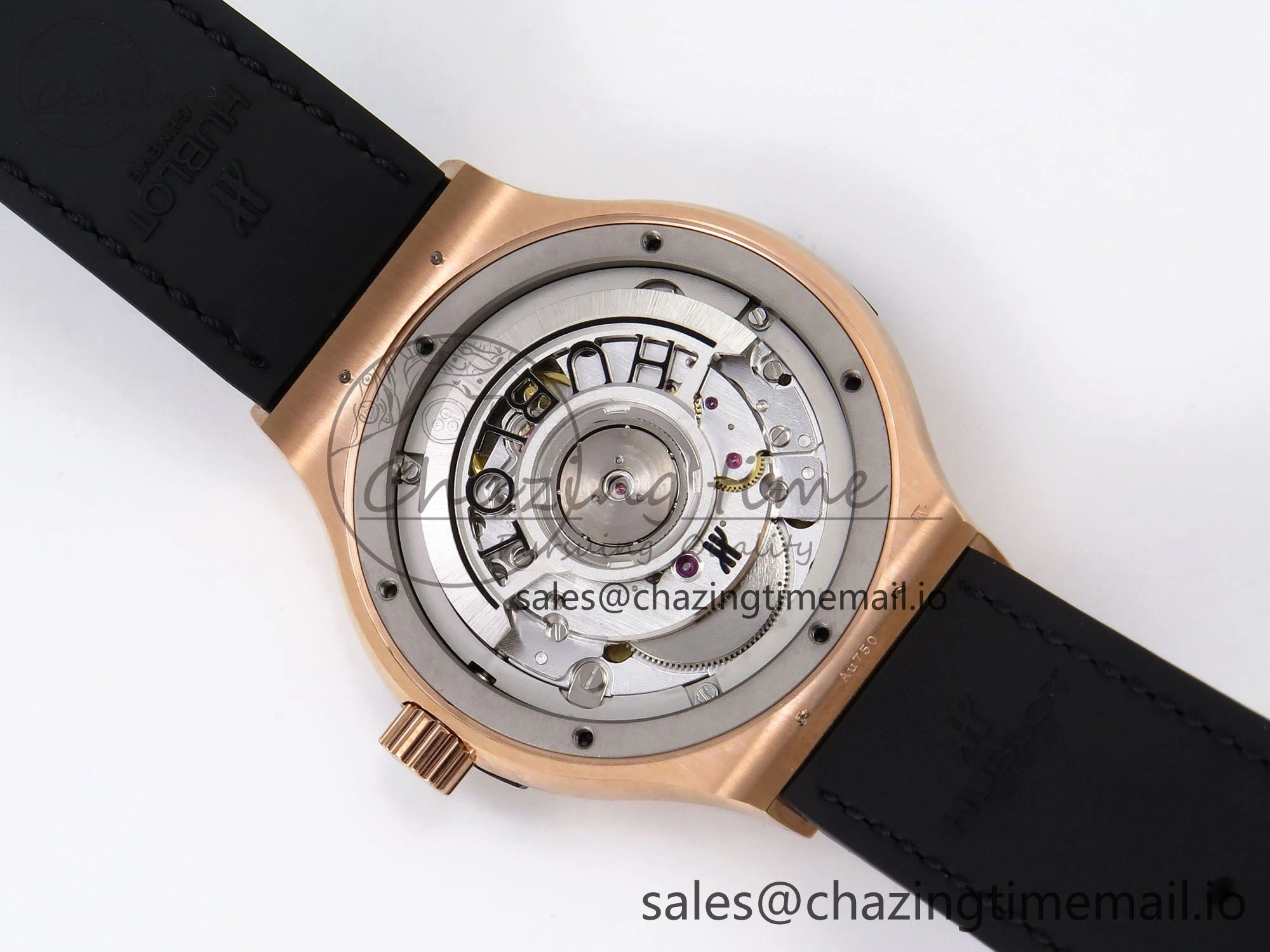 Classic Fusion 38mm RG JJF 1:1 Best Edition Black Dial on Black Gummy Leather Strap