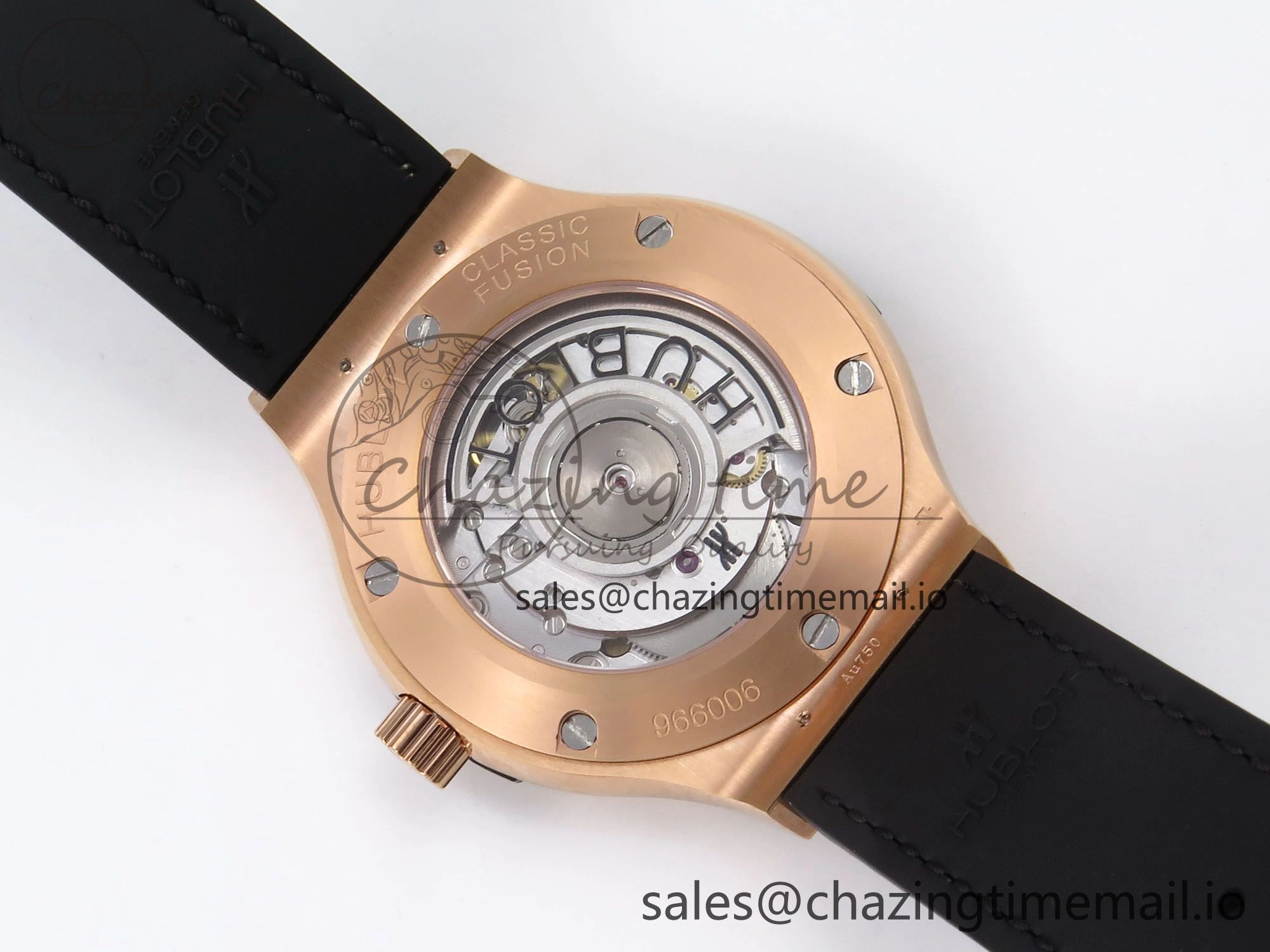 Classic Fusion 38mm RG JJF 1:1 Best Edition Black Dial on Black Gummy Leather Strap