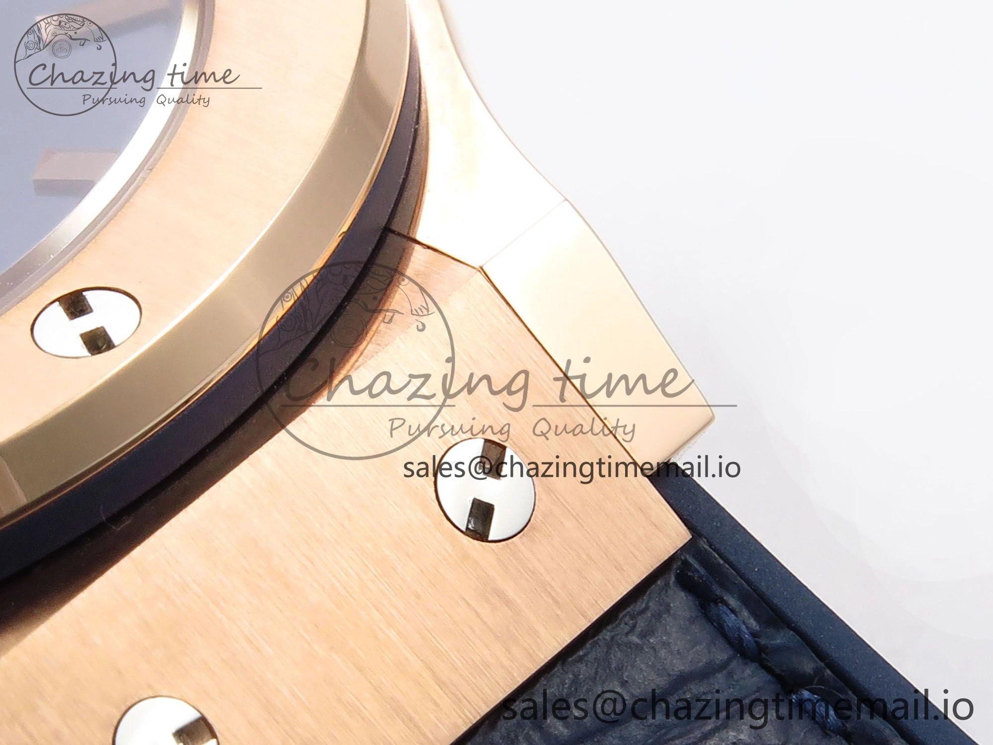 Classic Fusion 38mm RG JJF 1:1 Best Edition Blue Dial on Blue Gummy Leather Strap
