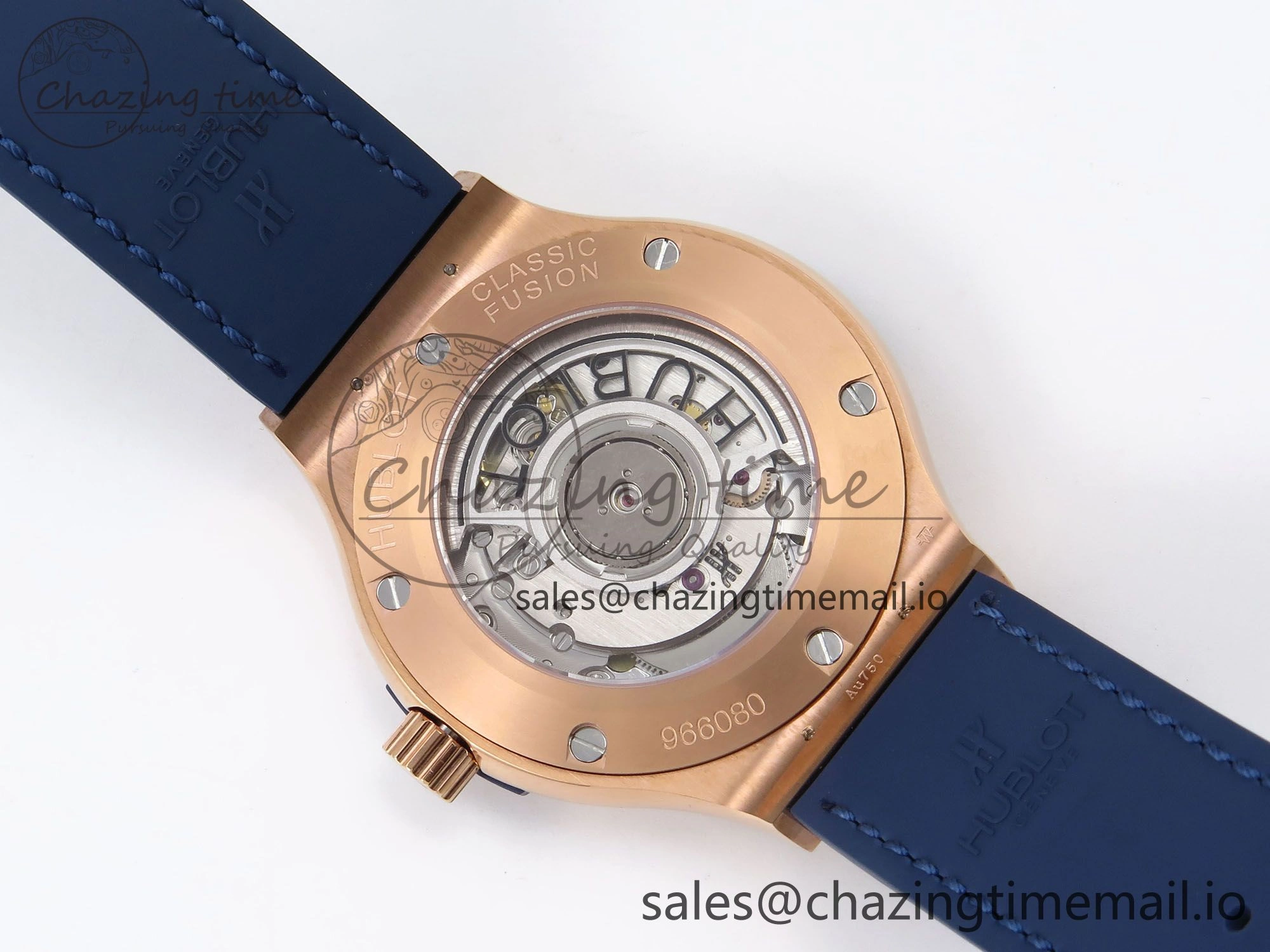 Classic Fusion 38mm RG JJF 1:1 Best Edition Blue Dial on Blue Gummy Leather Strap