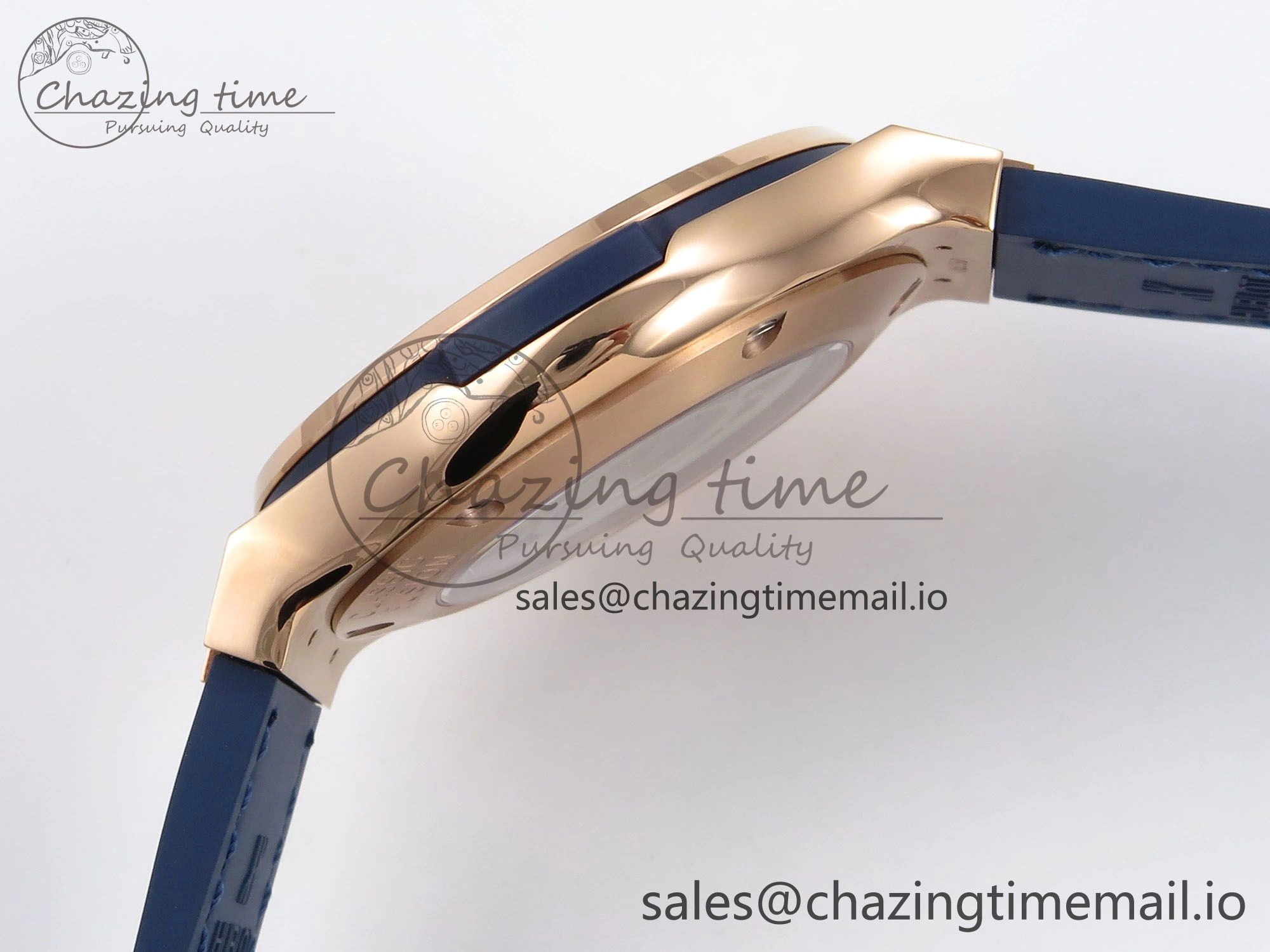 Classic Fusion 38mm RG JJF 1:1 Best Edition Blue Dial on Blue Gummy Leather Strap