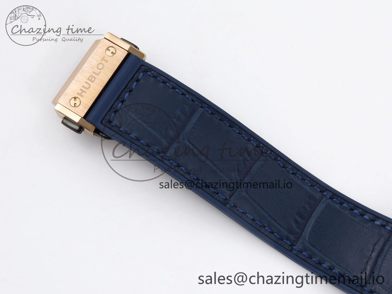 Classic Fusion 38mm RG JJF 1:1 Best Edition Blue Dial on Blue Gummy Leather Strap