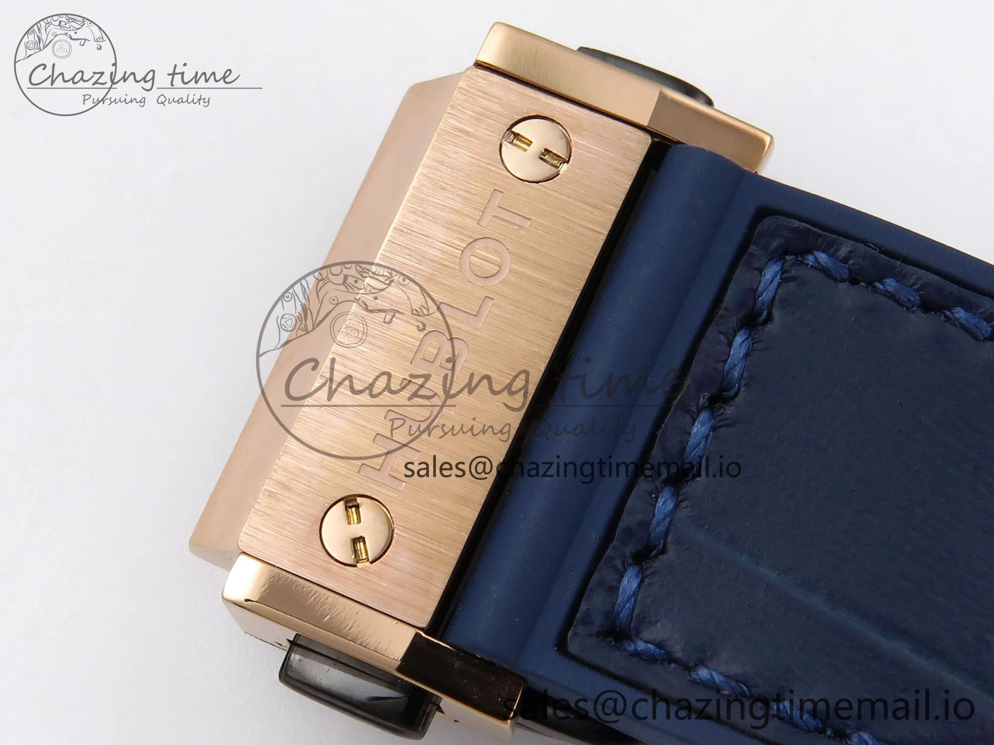 Classic Fusion 38mm RG JJF 1:1 Best Edition Blue Dial on Blue Gummy Leather Strap