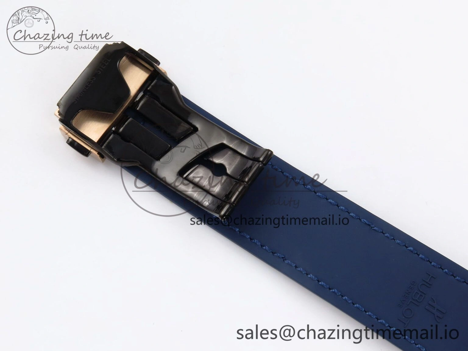 Classic Fusion 38mm RG JJF 1:1 Best Edition Blue Dial on Blue Gummy Leather Strap