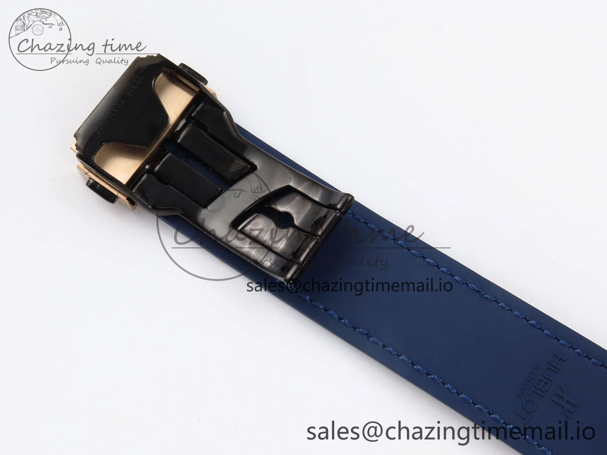 Classic Fusion 38mm RG JJF 1:1 Best Edition Blue Dial on Blue Gummy Leather Strap