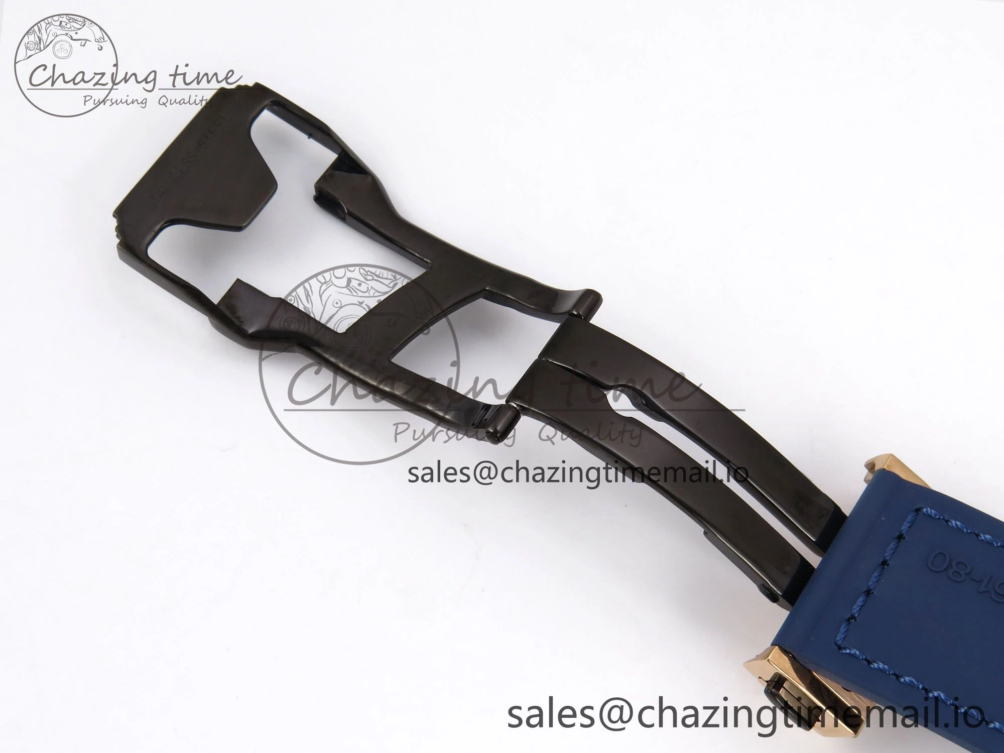 Classic Fusion 38mm RG JJF 1:1 Best Edition Blue Dial on Blue Gummy Leather Strap