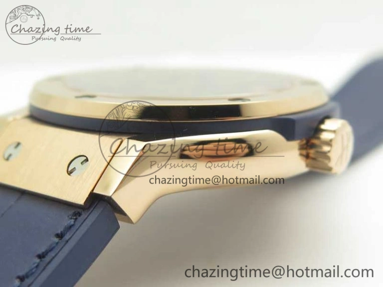 Classic Fusion 38mm RG JJF 1:1 Best Edition Blue Dial on Blue Gummy Strap A2892 V2
