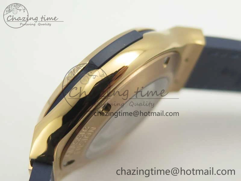 Classic Fusion 38mm RG JJF 1:1 Best Edition Blue Dial on Blue Gummy Strap A2892 V2