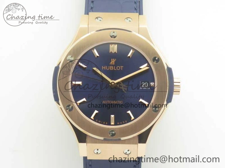 Classic Fusion 38mm RG JJF 1:1 Best Edition Blue Dial on Blue Gummy Strap A2892 V2
