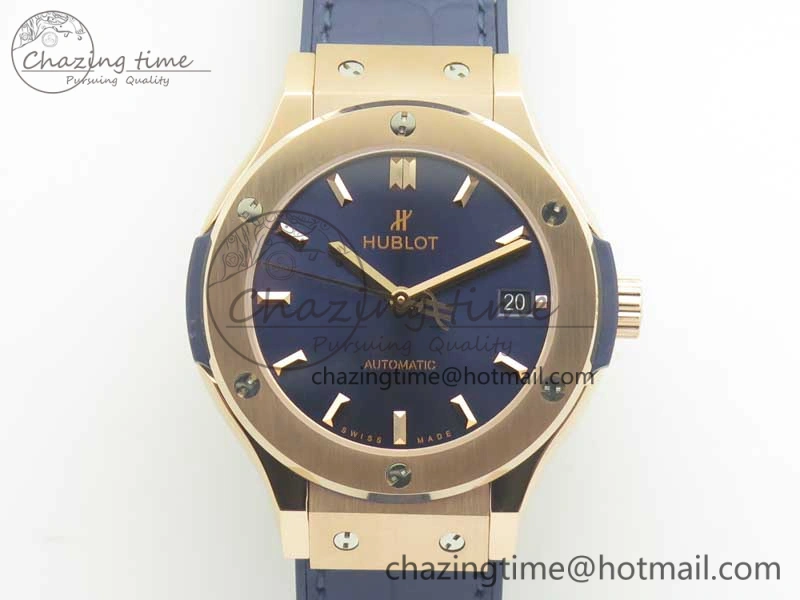 Classic Fusion 38mm RG JJF 1:1 Best Edition Blue Dial on Blue Gummy Strap A2892 V2