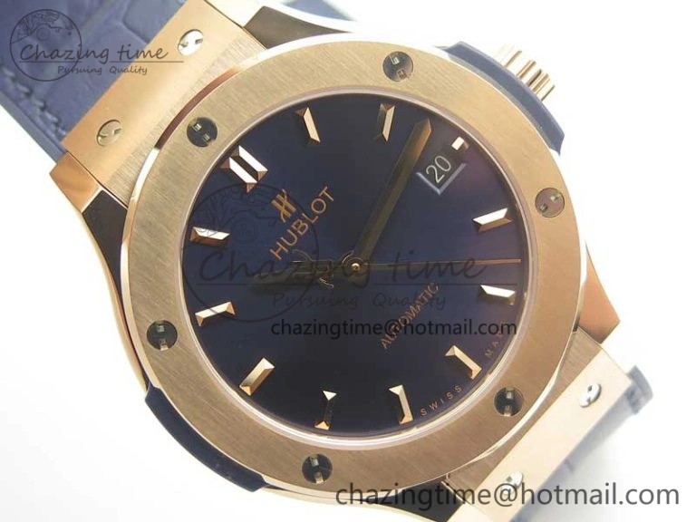 Classic Fusion 38mm RG JJF 1:1 Best Edition Blue Dial on Blue Gummy Strap A2892 V2