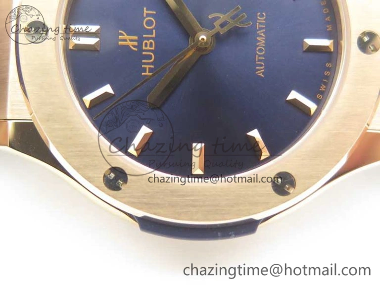 Classic Fusion 38mm RG JJF 1:1 Best Edition Blue Dial on Blue Gummy Strap A2892 V2