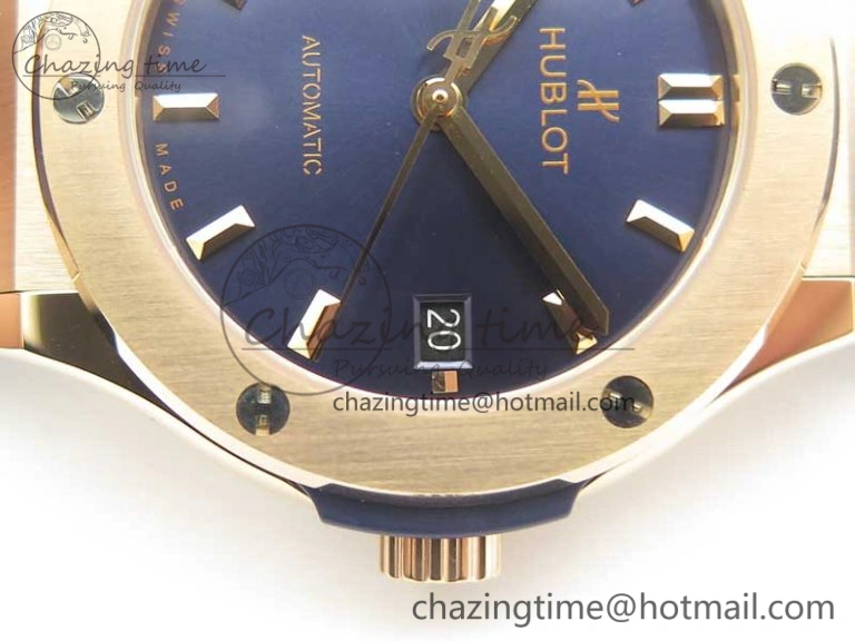 Classic Fusion 38mm RG JJF 1:1 Best Edition Blue Dial on Blue Gummy Strap A2892 V2