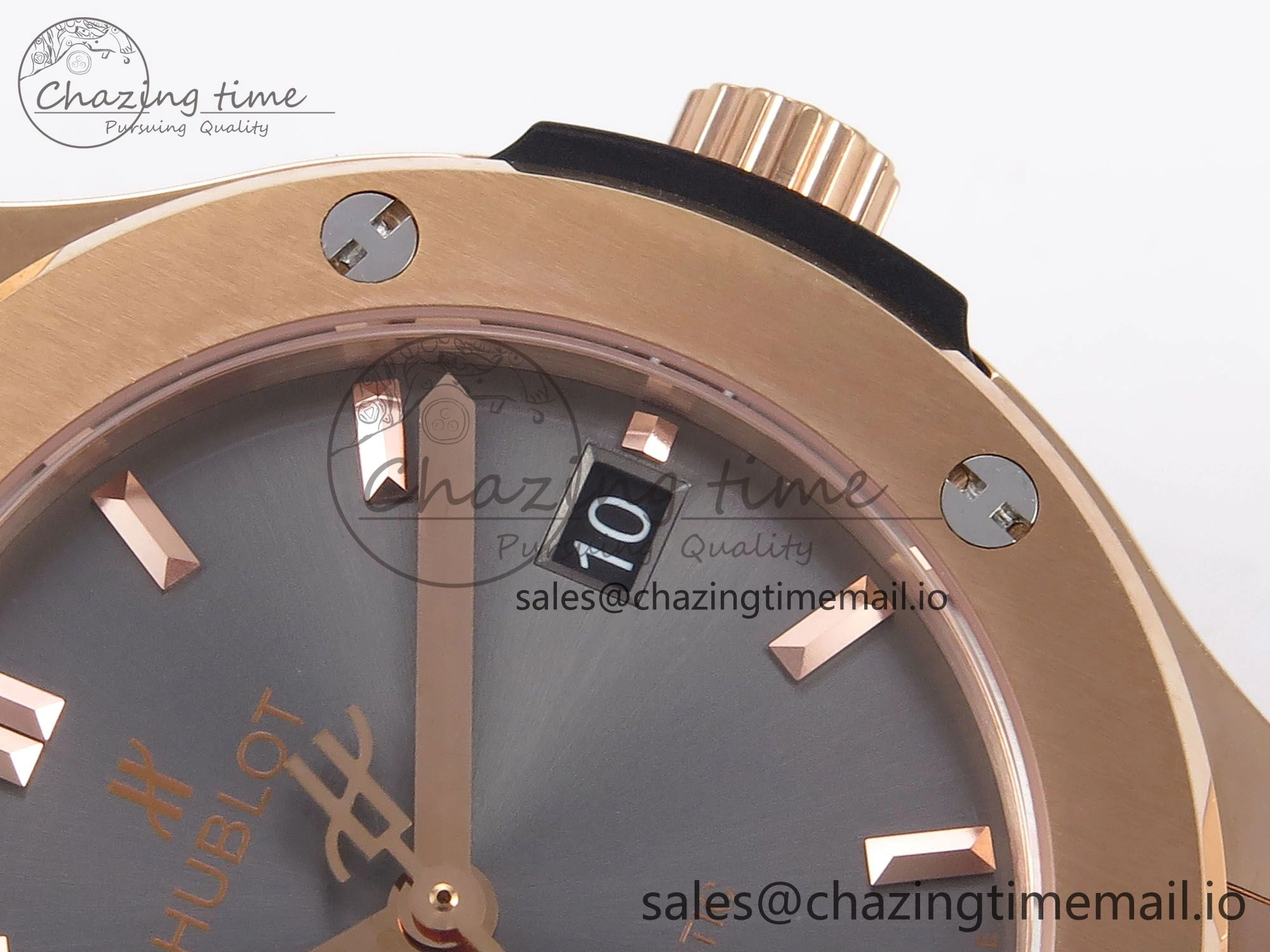 Classic Fusion 38mm RG JJF 1:1 Best Edition Gray Dial on Black Gummy Leather Strap