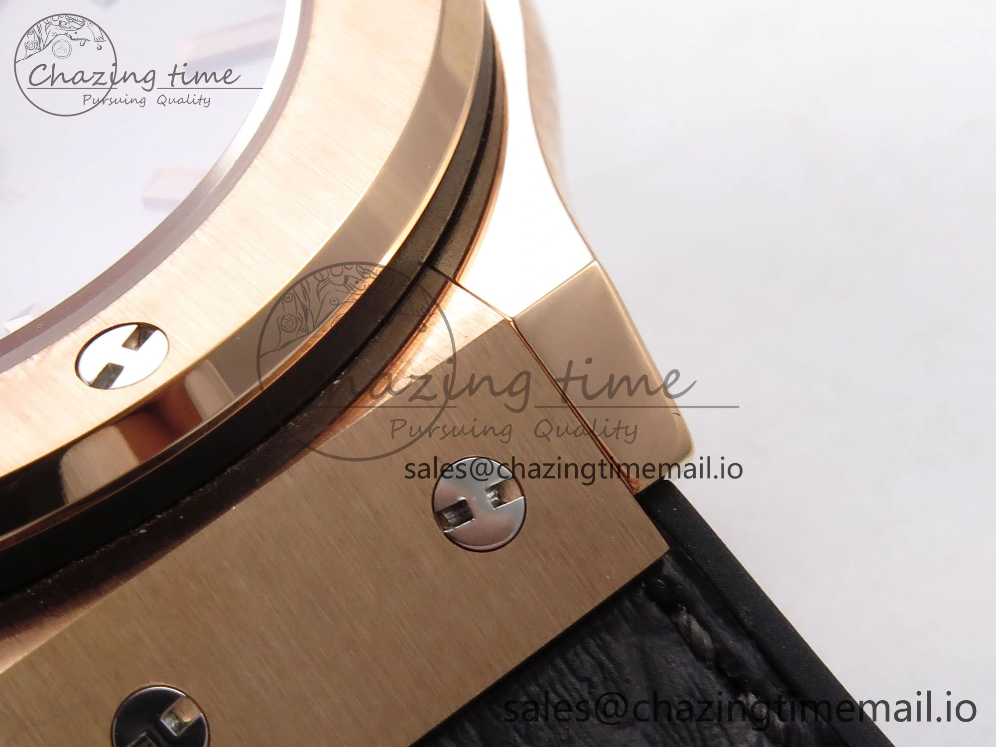 Classic Fusion 38mm RG JJF 1:1 Best Edition Gray Dial on Black Gummy Leather Strap