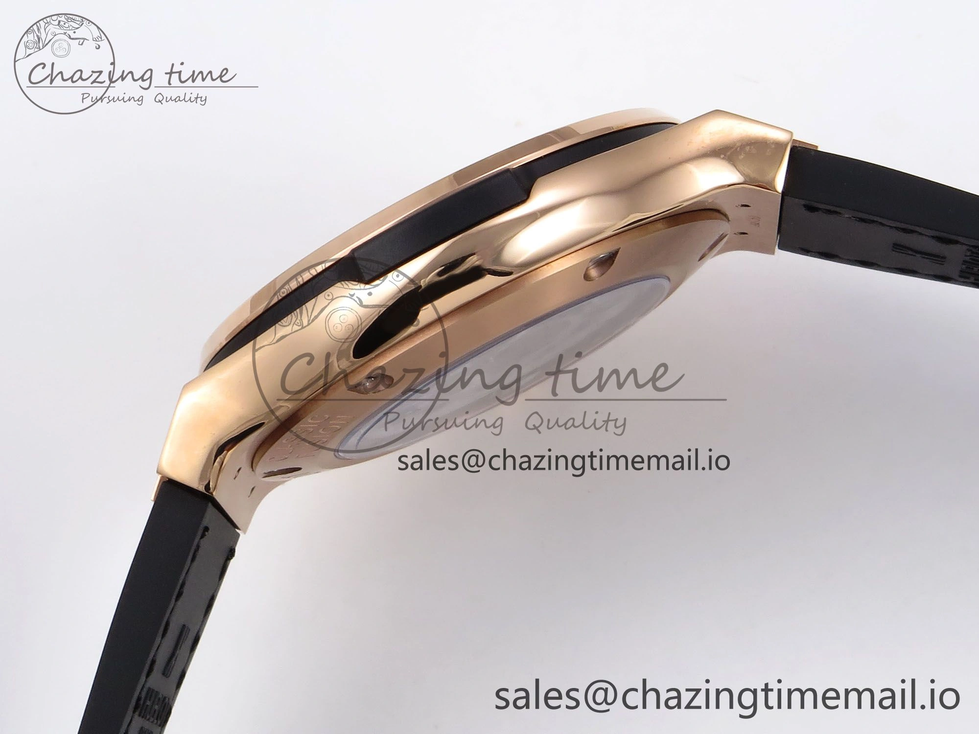 Classic Fusion 38mm RG JJF 1:1 Best Edition Gray Dial on Black Gummy Leather Strap
