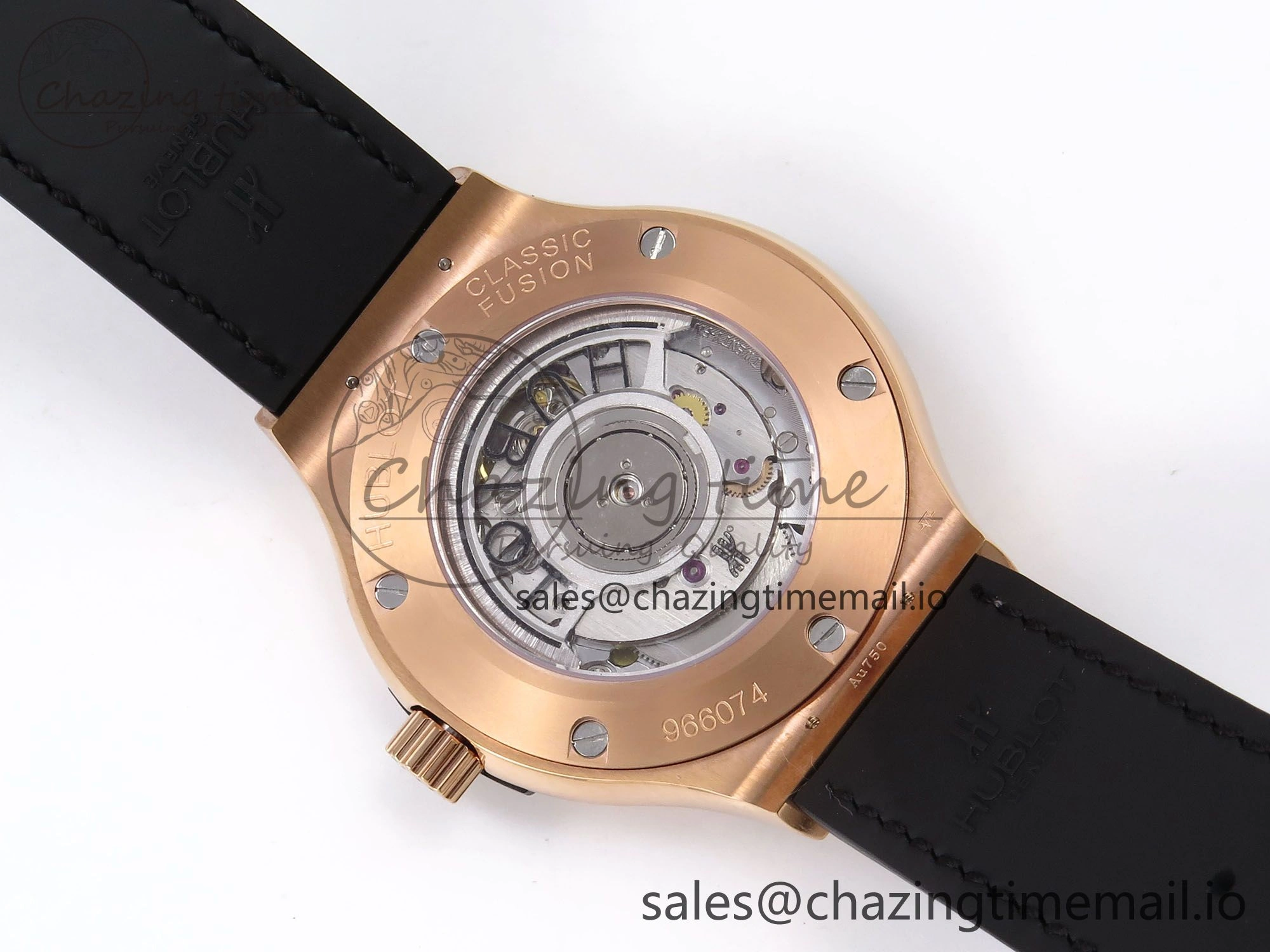 Classic Fusion 38mm RG JJF 1:1 Best Edition Gray Dial on Black Gummy Leather Strap