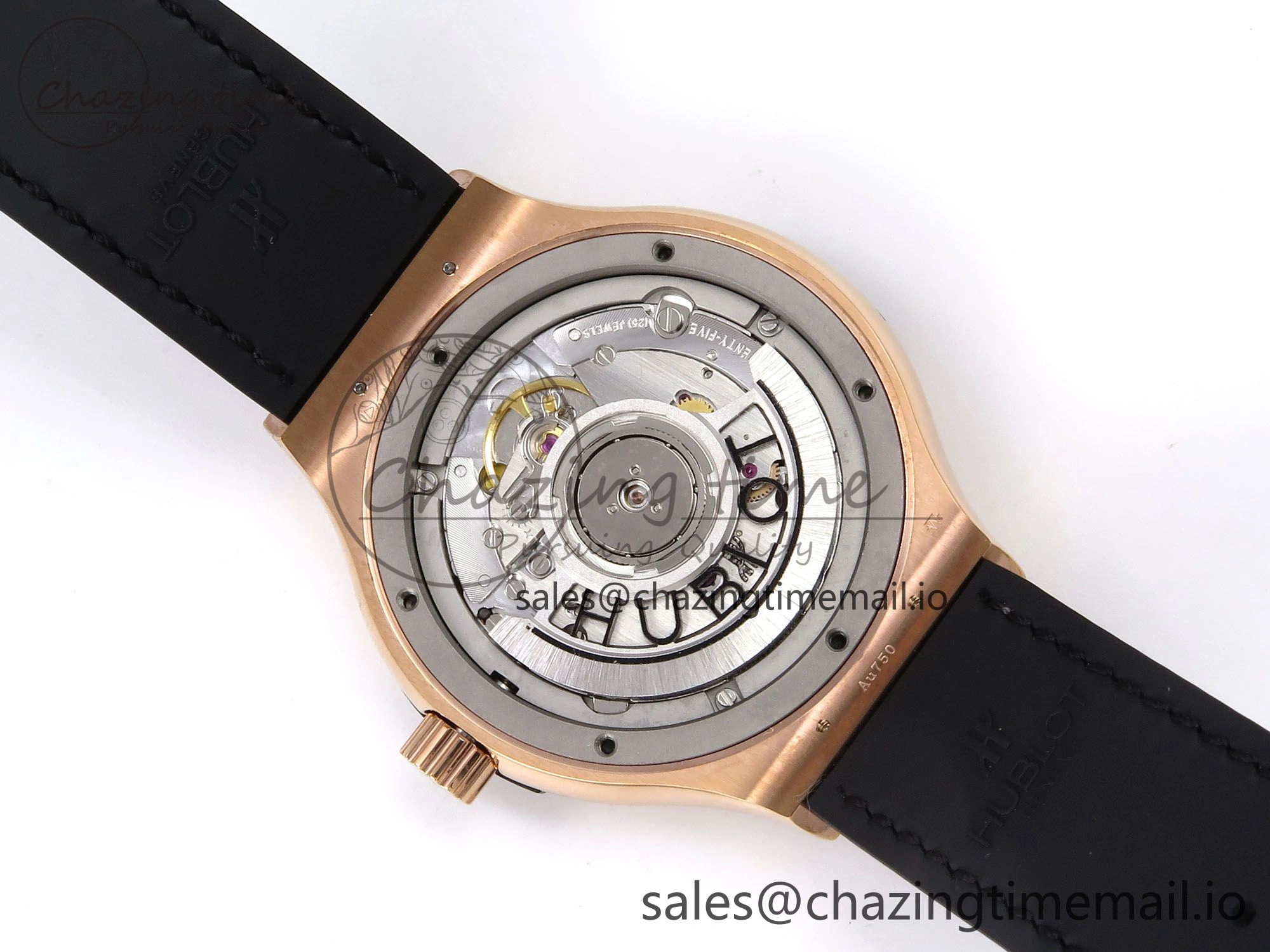 Classic Fusion 38mm RG JJF 1:1 Best Edition Gray Dial on Black Gummy Leather Strap