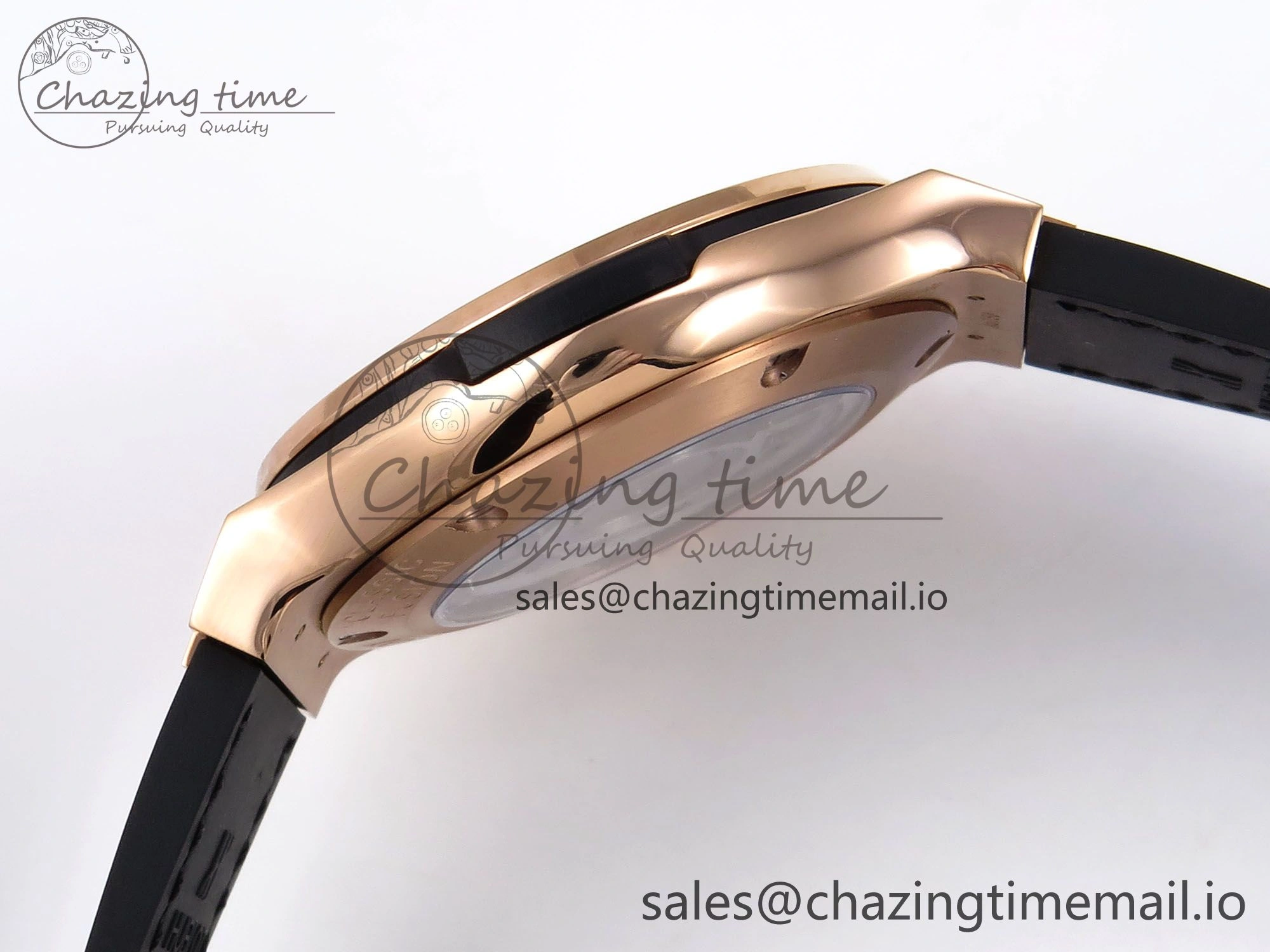 Classic Fusion 38mm RG JJF 1:1 Best Edition White Dial on Black Gummy Leather Strap