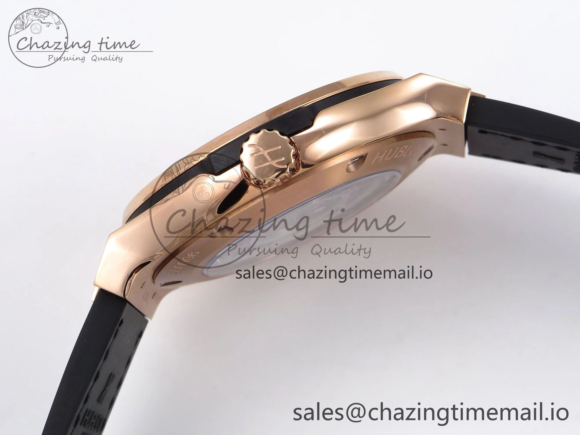 Classic Fusion 38mm RG JJF 1:1 Best Edition White Dial on Black Gummy Leather Strap