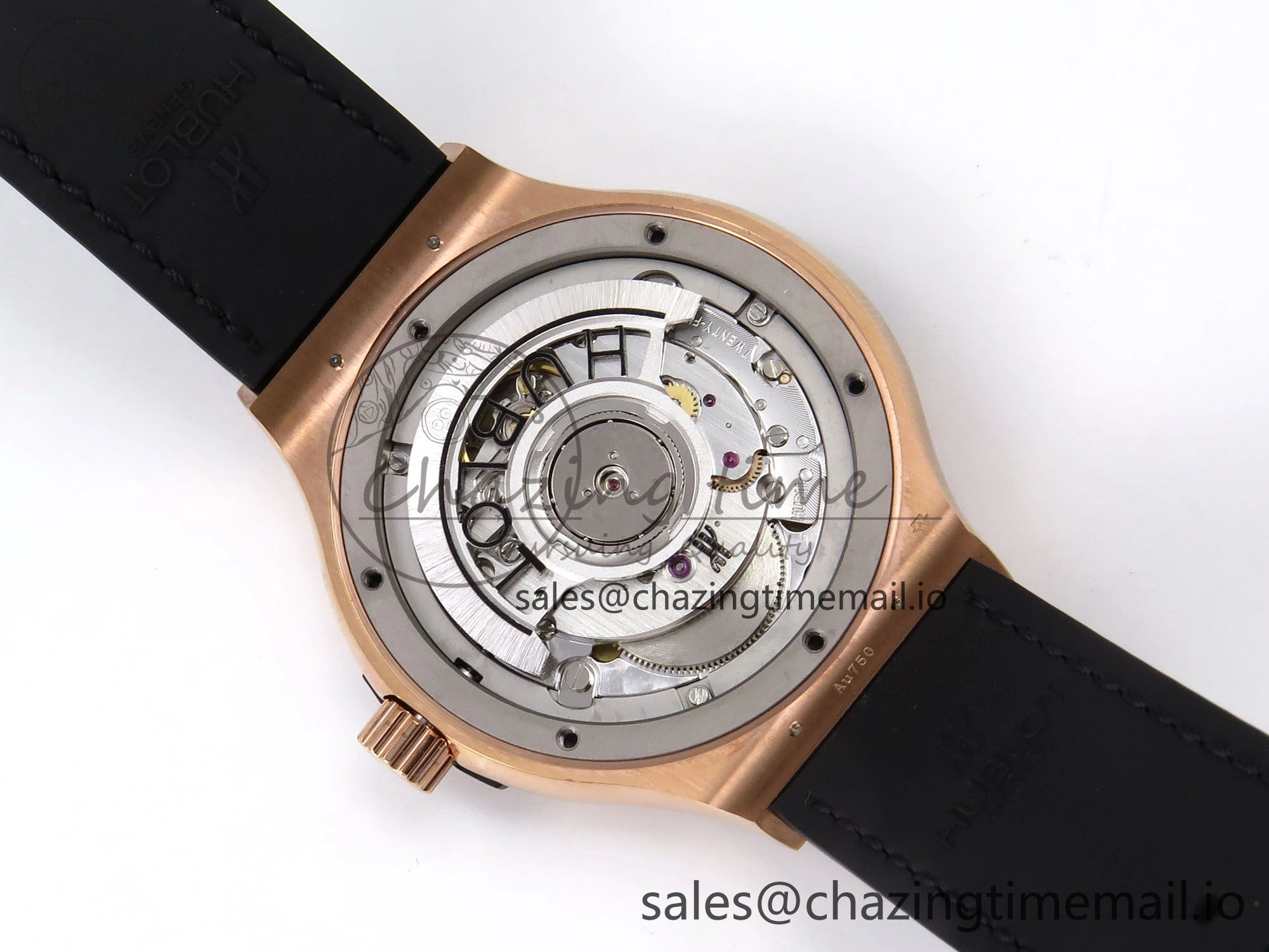 Classic Fusion 38mm RG JJF 1:1 Best Edition White Dial on Black Gummy Leather Strap