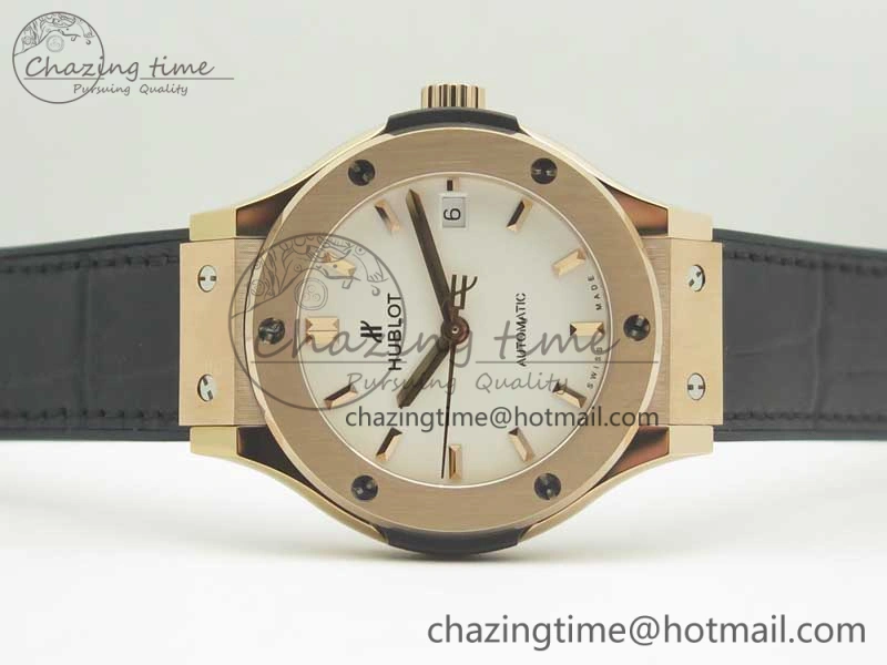 Classic Fusion 38mm RG JJF 1:1 Best Edition White Dial on Black Gummy Strap A2892 V2