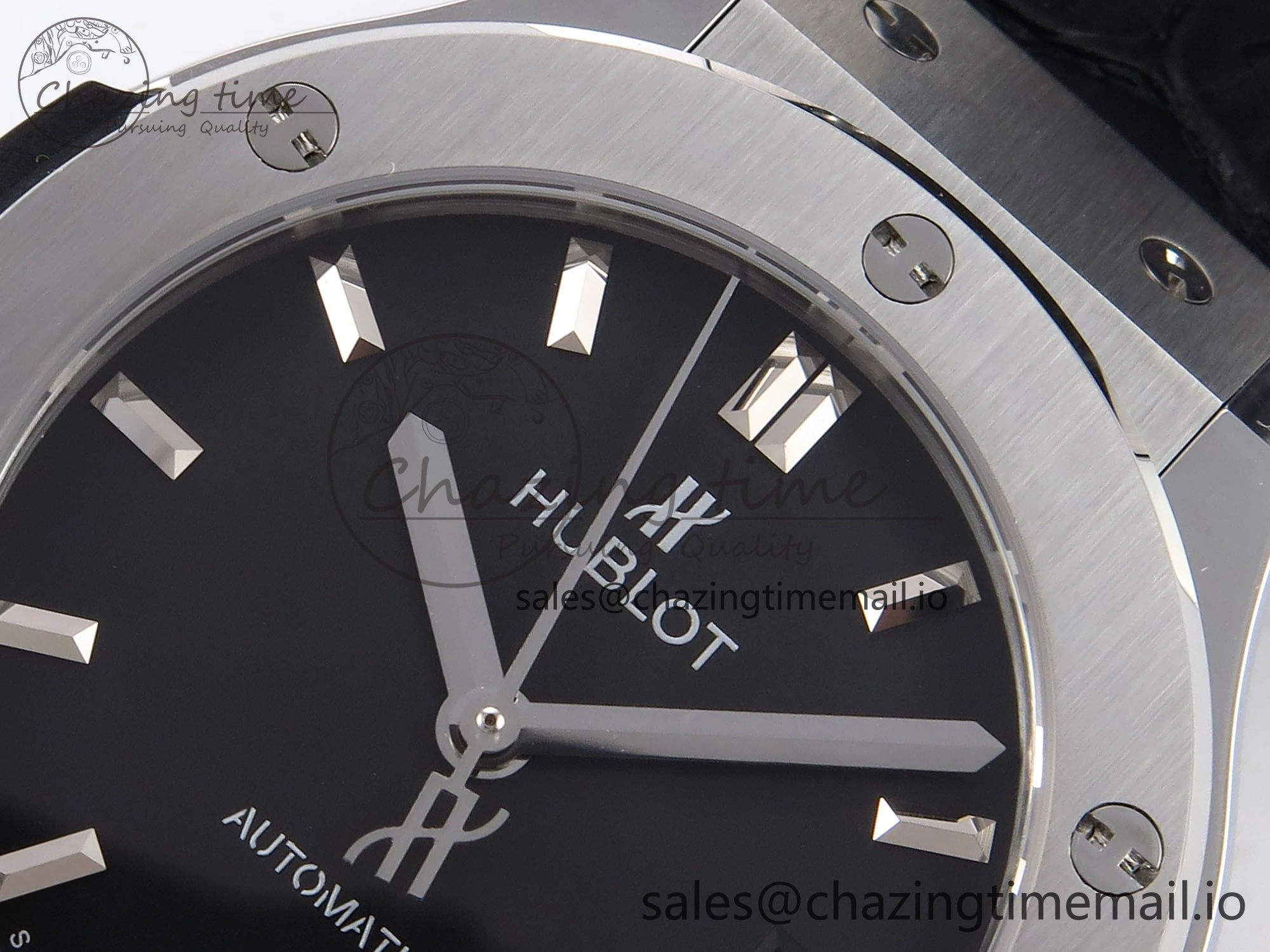Classic Fusion 38mm SS JJF 1:1 Best Edition Black Dial on Black Gummy Leather Strap