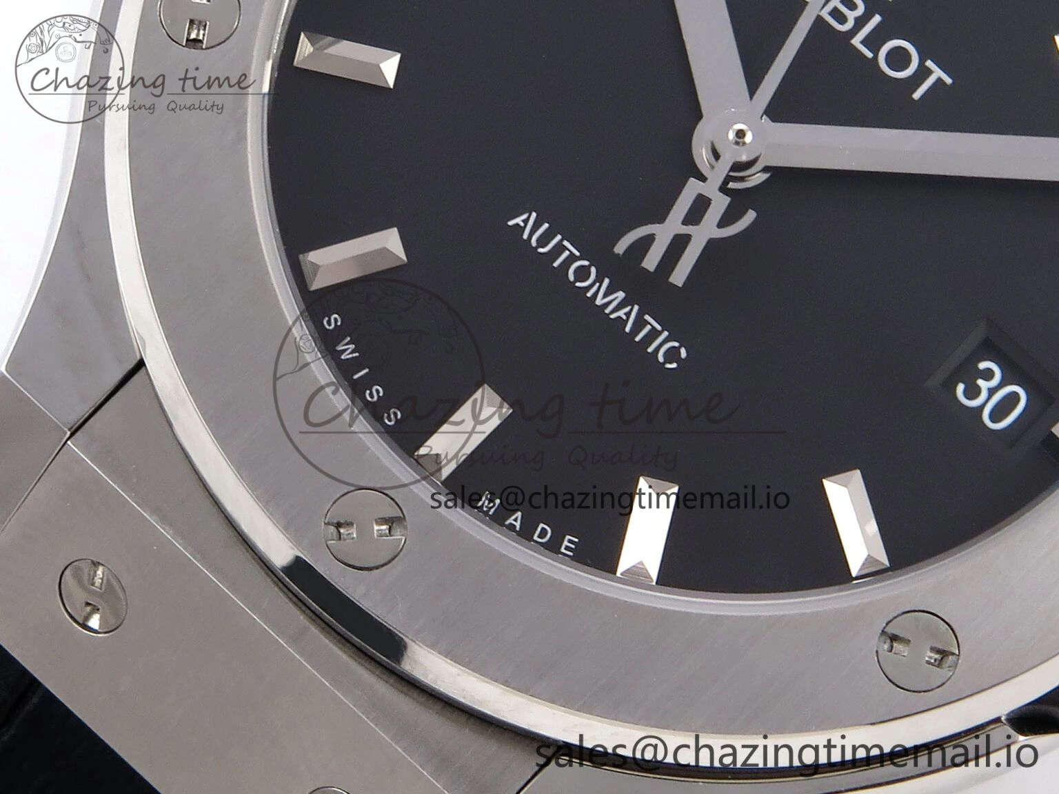 Classic Fusion 38mm SS JJF 1:1 Best Edition Black Dial on Black Gummy Leather Strap