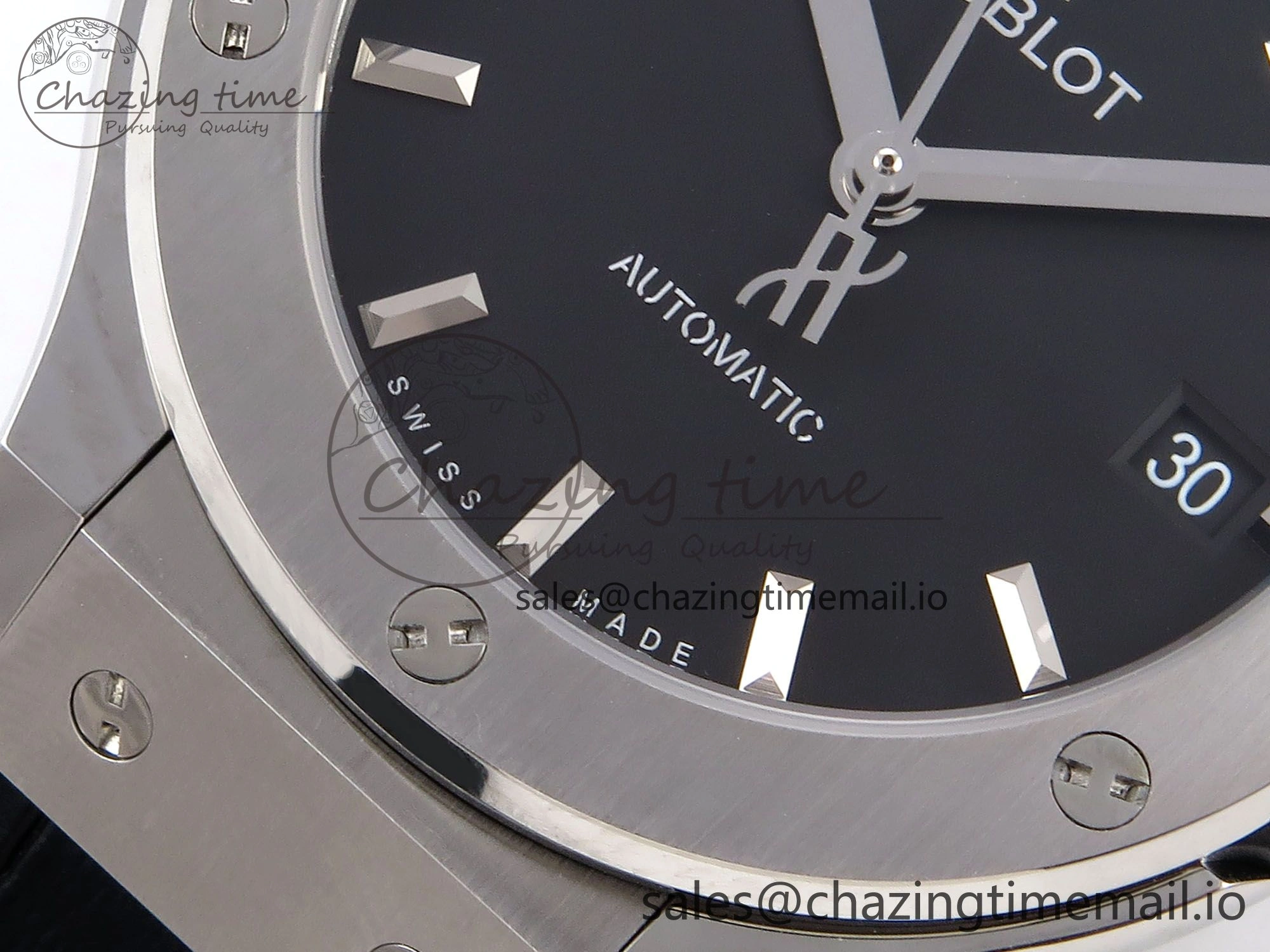 Classic Fusion 38mm SS JJF 1:1 Best Edition Black Dial on Black Gummy Leather Strap